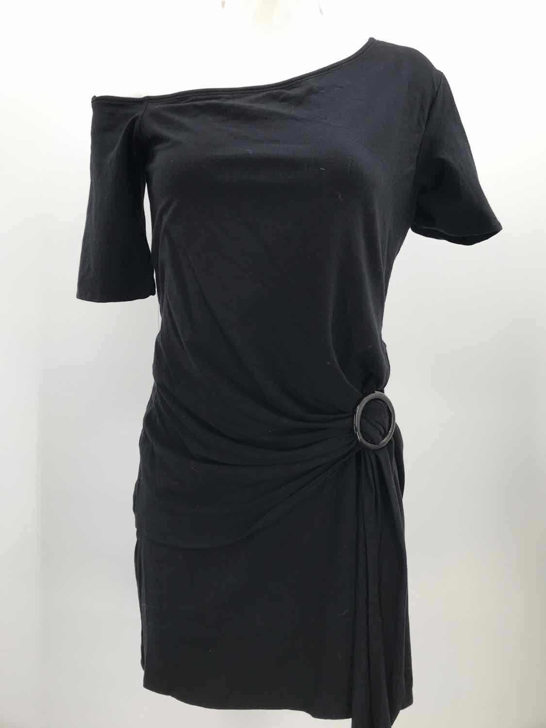 Free People Black Size Medium Knotted Short Short Sleeve Dress