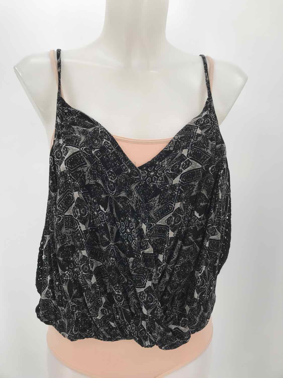 Free People Black Size Small Printed Draped Tank Top