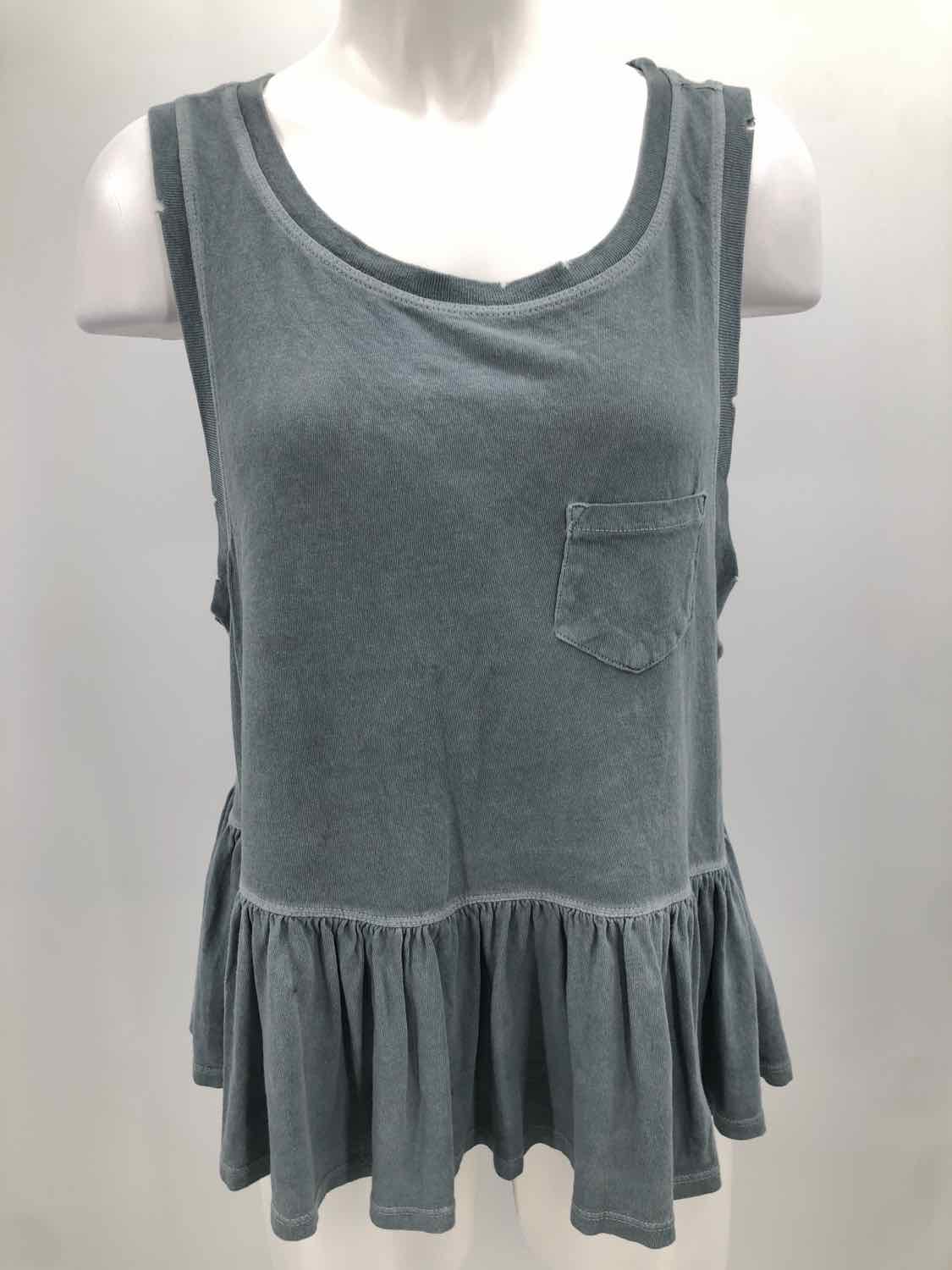 Free People Blue Size Small Ruffle Sleeveless Top