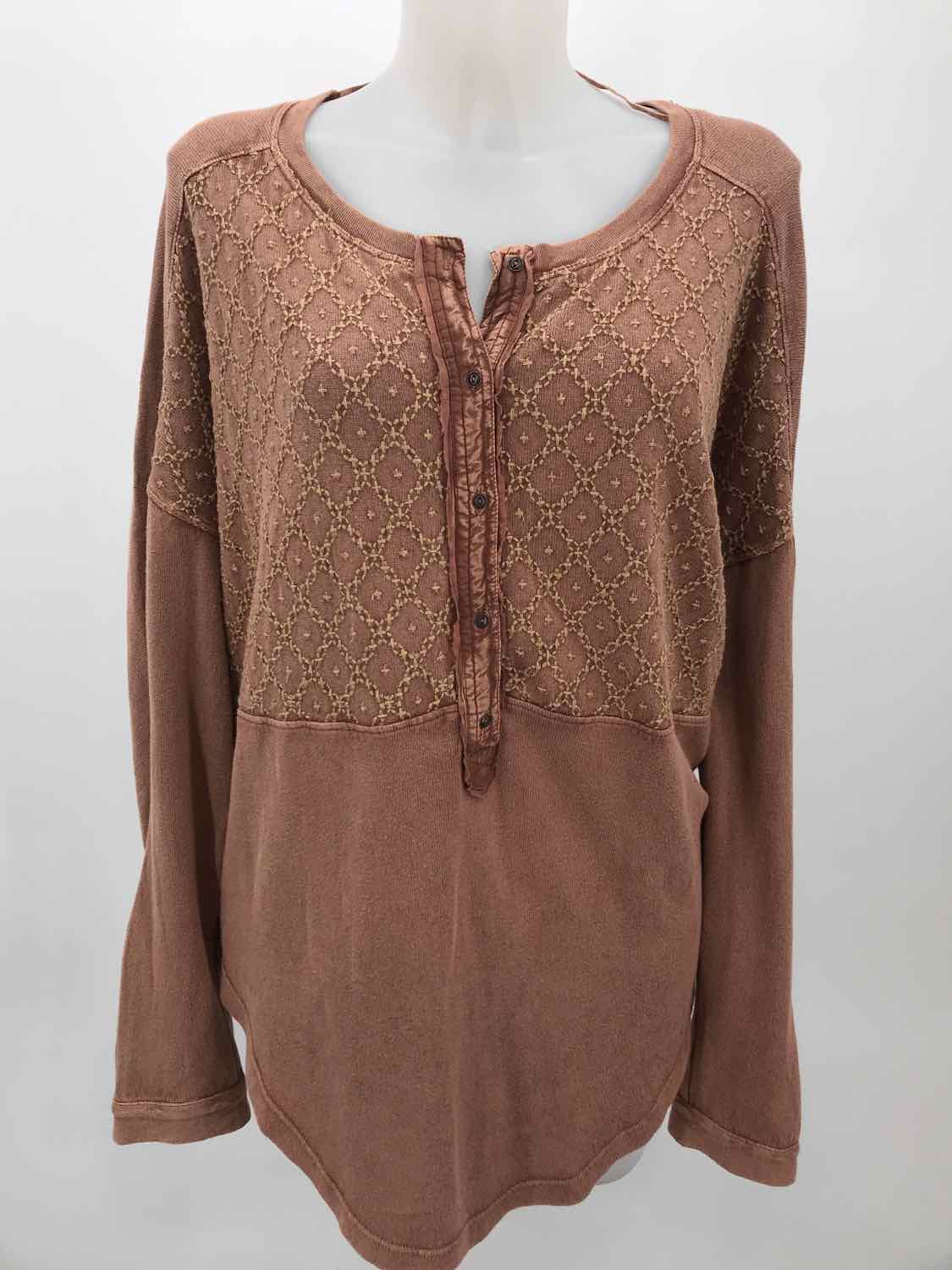 Free People Brown Size Small Embroidered Tunic