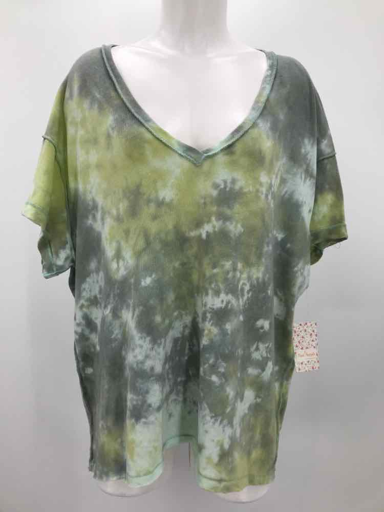 Free People Green Size Small Tie Dye Open Back Blouse