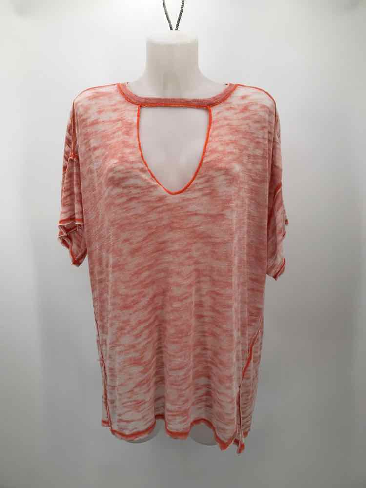 Free People Orange Size Medium Keyhole T-shirt