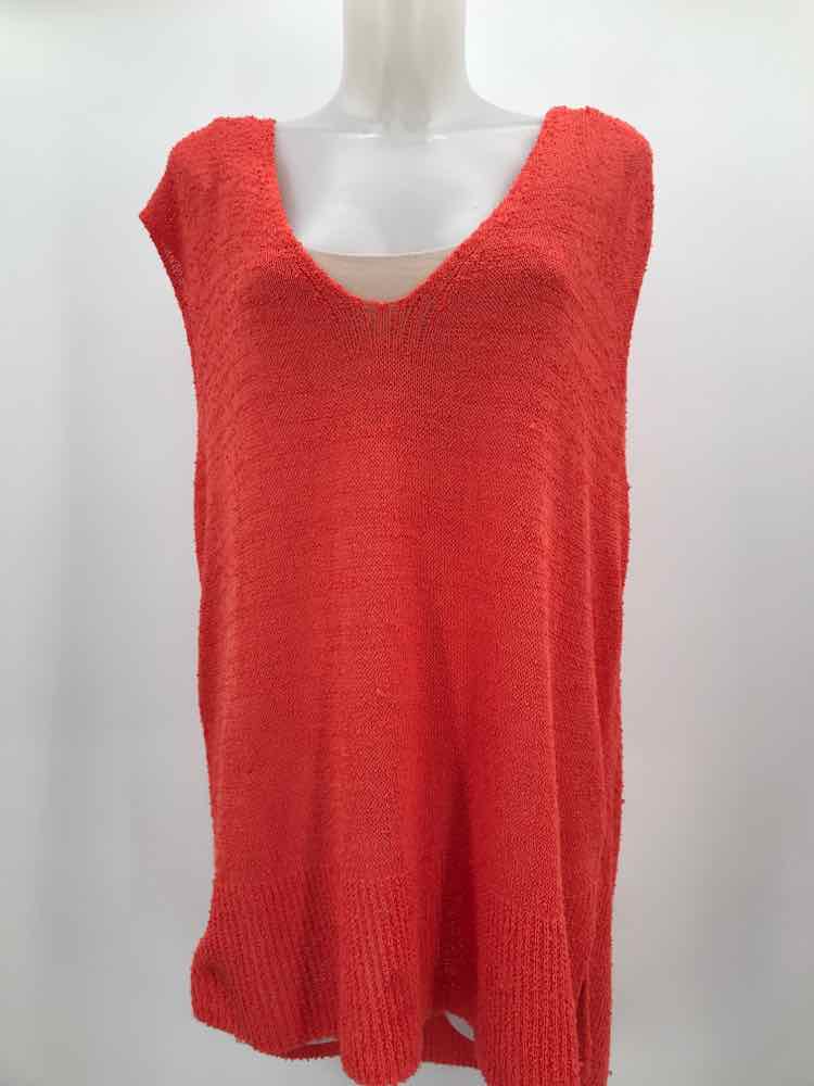 Free People Orange Size Medium Long Knit Top