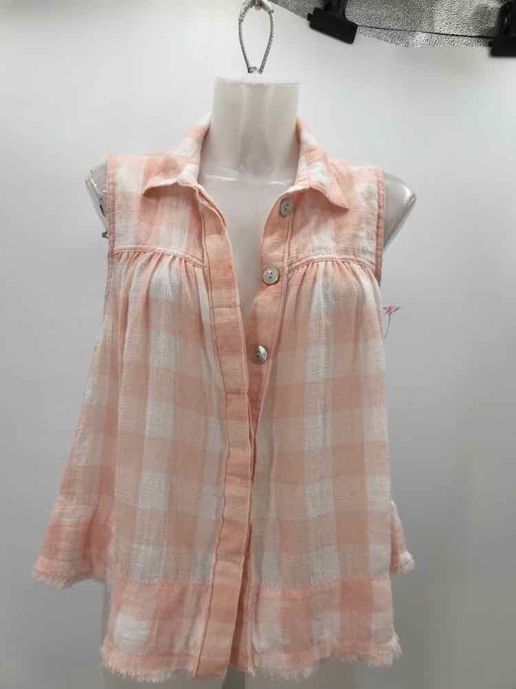 Free People Pink Size Small Check Print Button Down Knit Tank