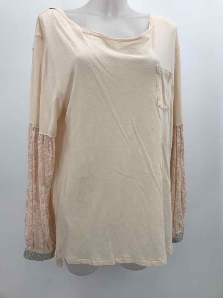 Free People Tan Size Small Cotton Long Sleeve Blouse