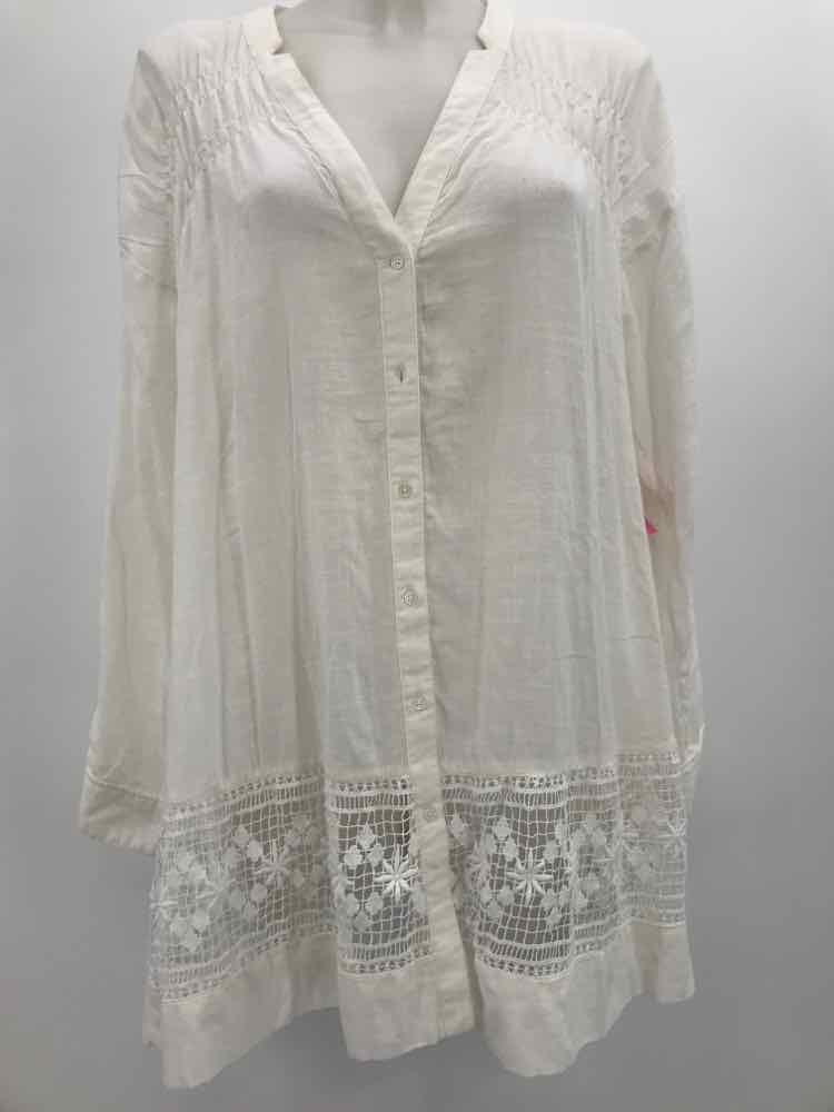 Free People White Size Medium Shift Button Down