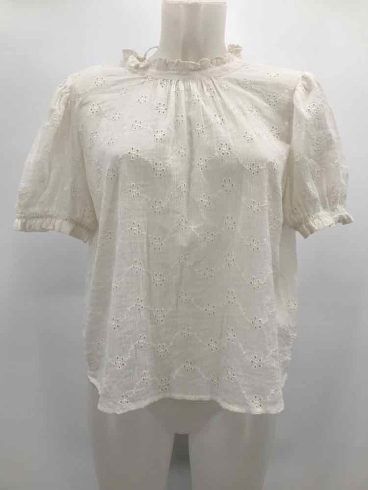 Free People White Size Small P Cotton Crochet Tie Back Blouse