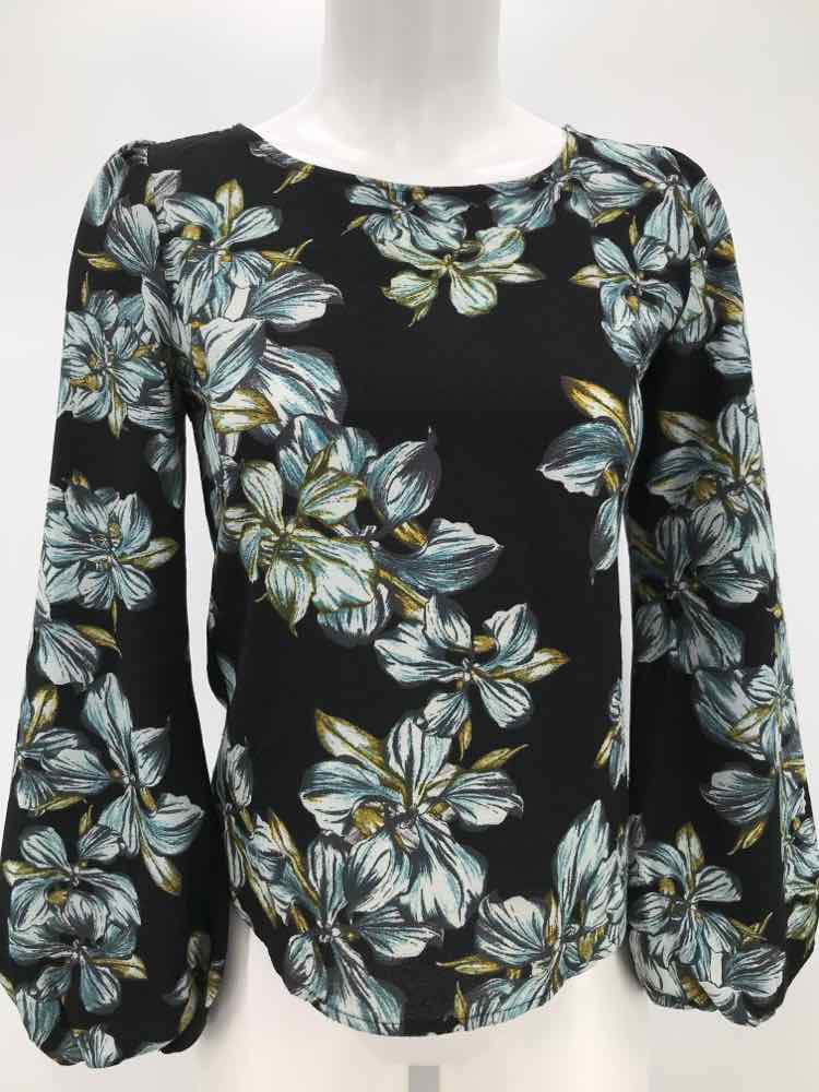 Free Press Black Size XS Floral Long Sleeve Blouse