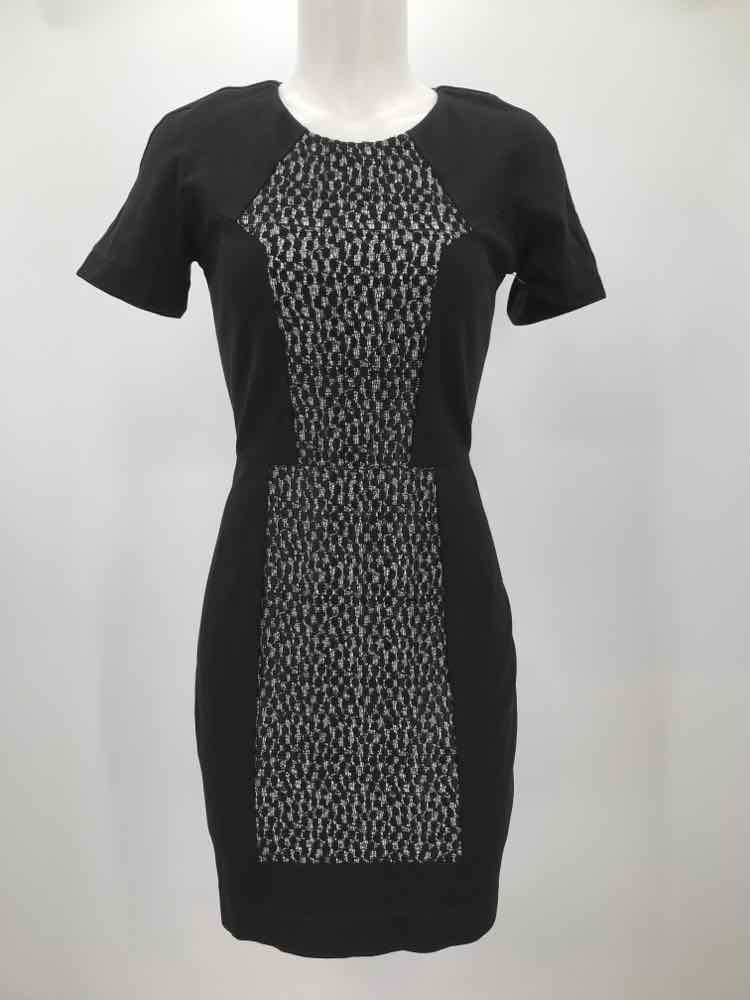 French Connection Black Size 2 Embellished Short Short Sleeve Dress