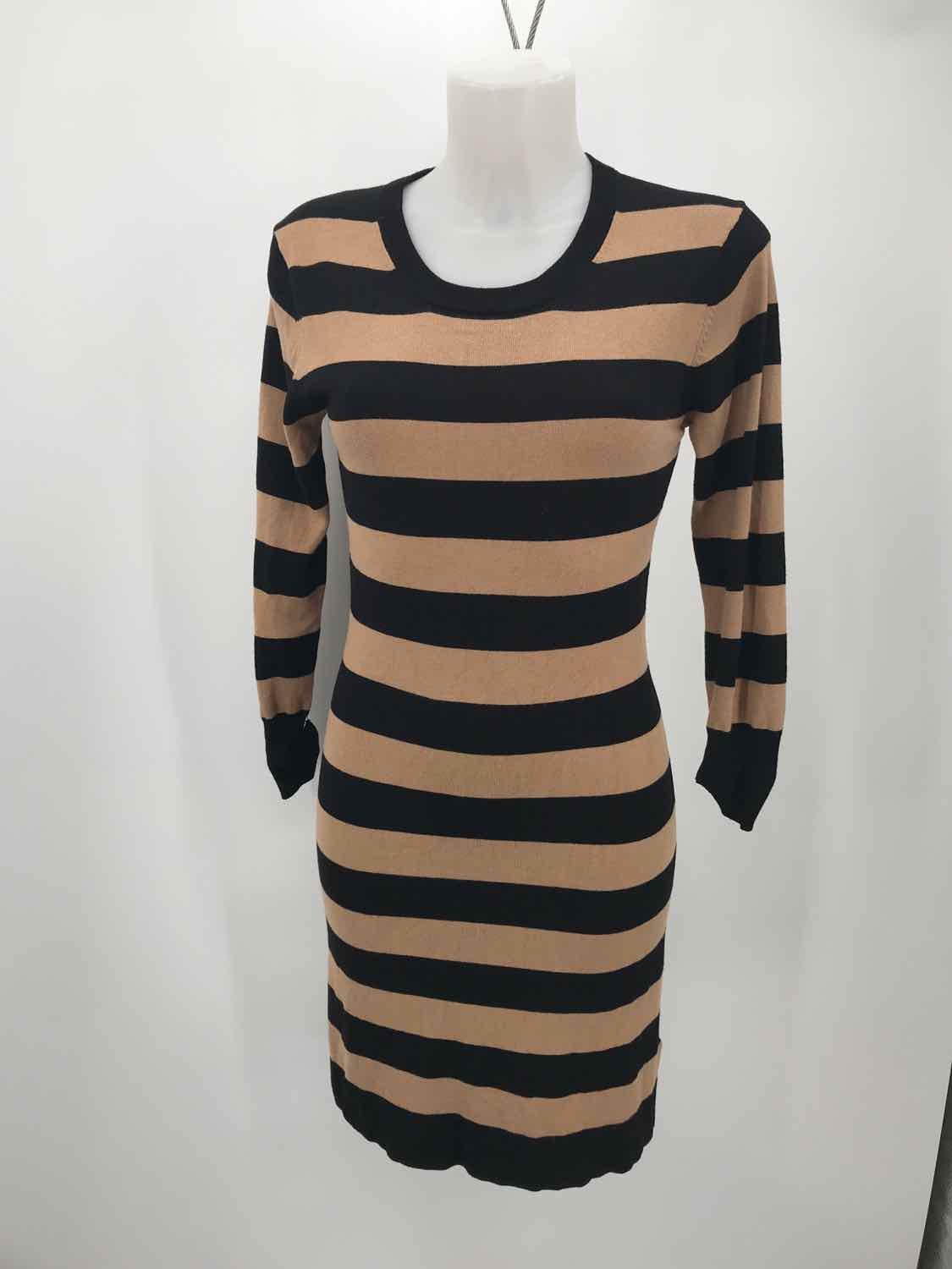 French Connection Brown Size 6 Stripe Knee Length Sweater Dress