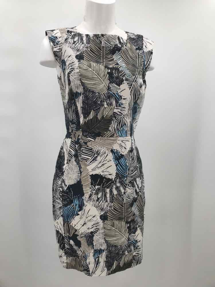 French Connection Navy Size 8 Printed Sheath Knee Length Sleeveless Dress