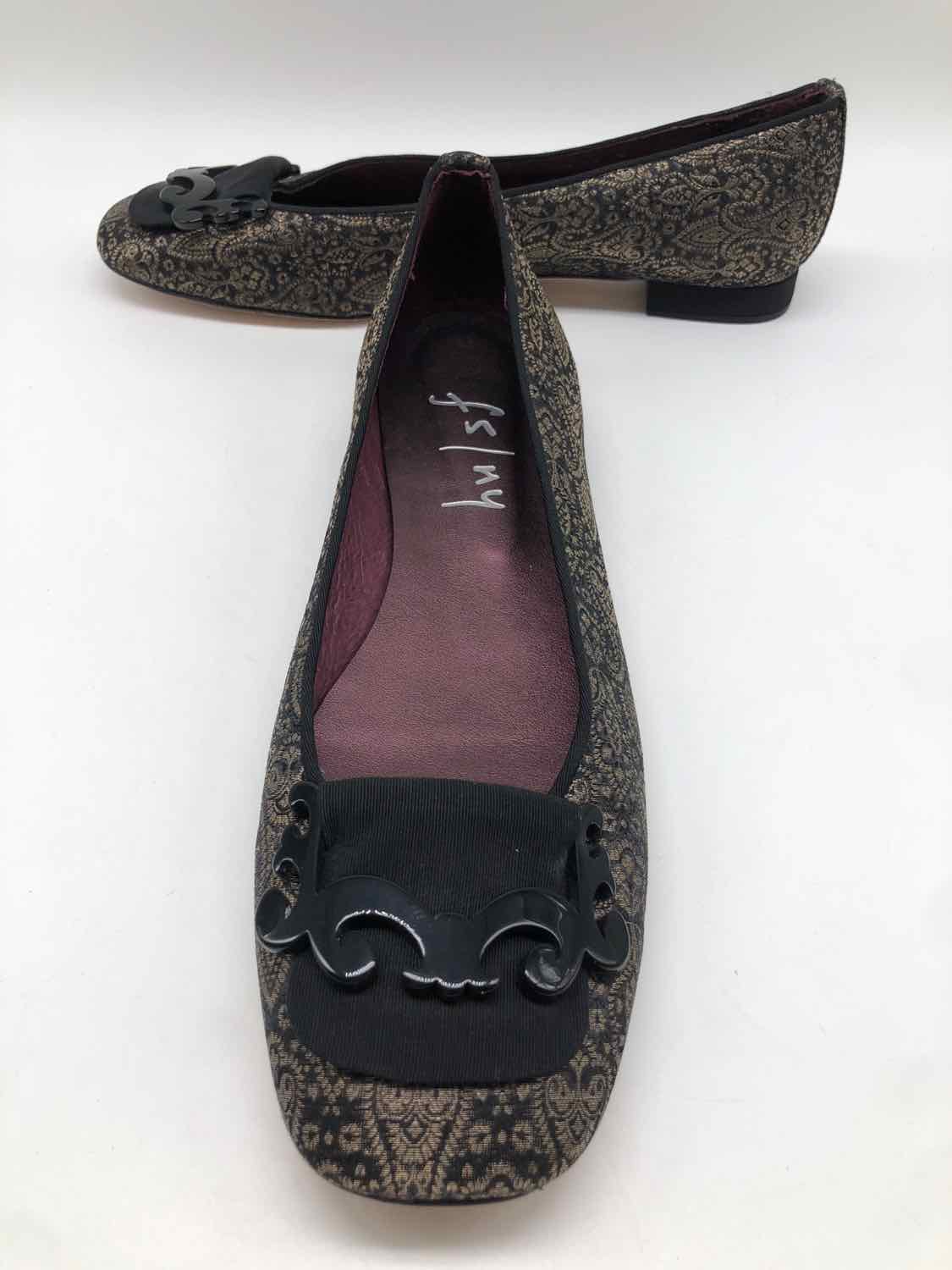 FS/NY Black Size 10 Embellished Ballet Flats