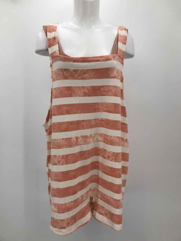 FSL Apparel Orange Size Large Stripe Sleeveless Romper