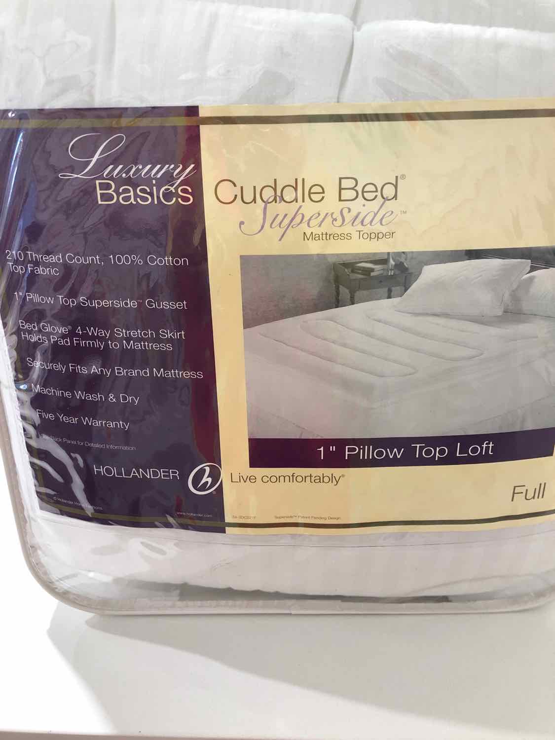 Full Hollander White Pillow Top Mattress Cover Linens