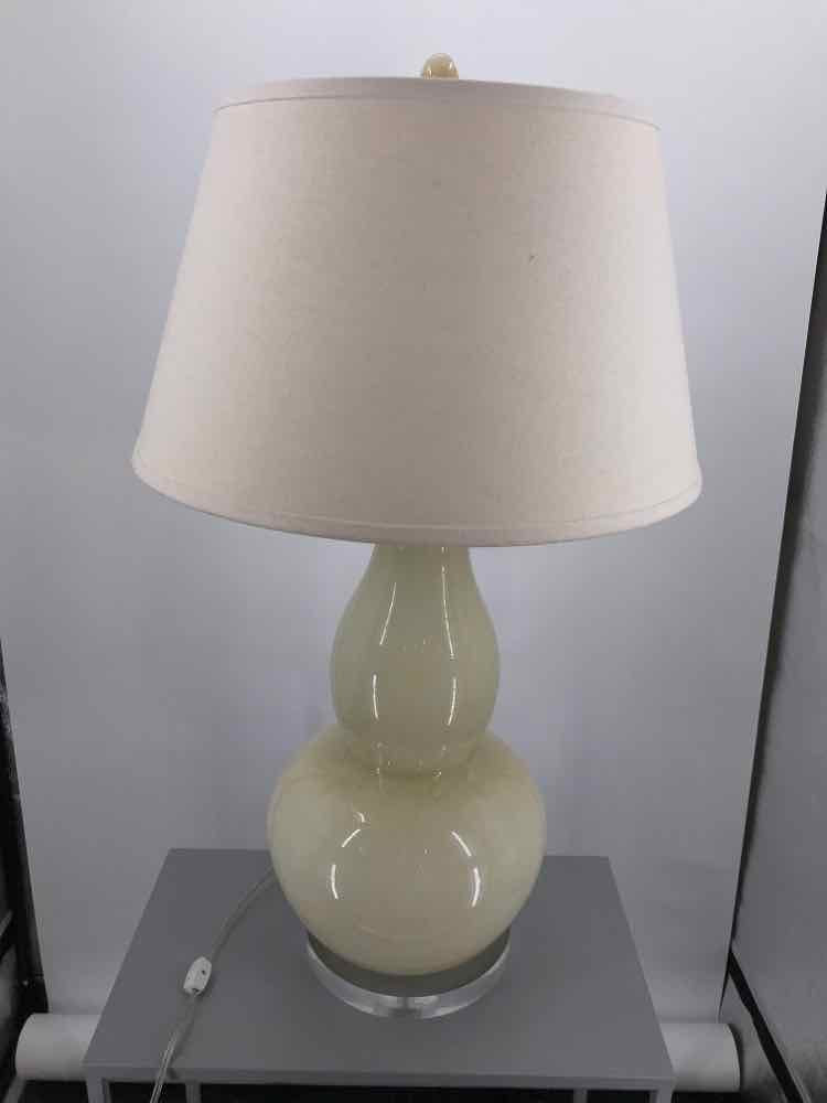 Cream Glass Lucite Base Accent Lamp