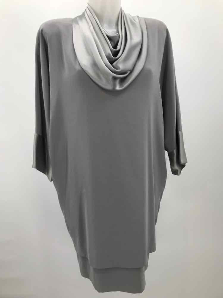 Jones NY Grey Size 8 Long Sleeve Knee Length Evening Gown