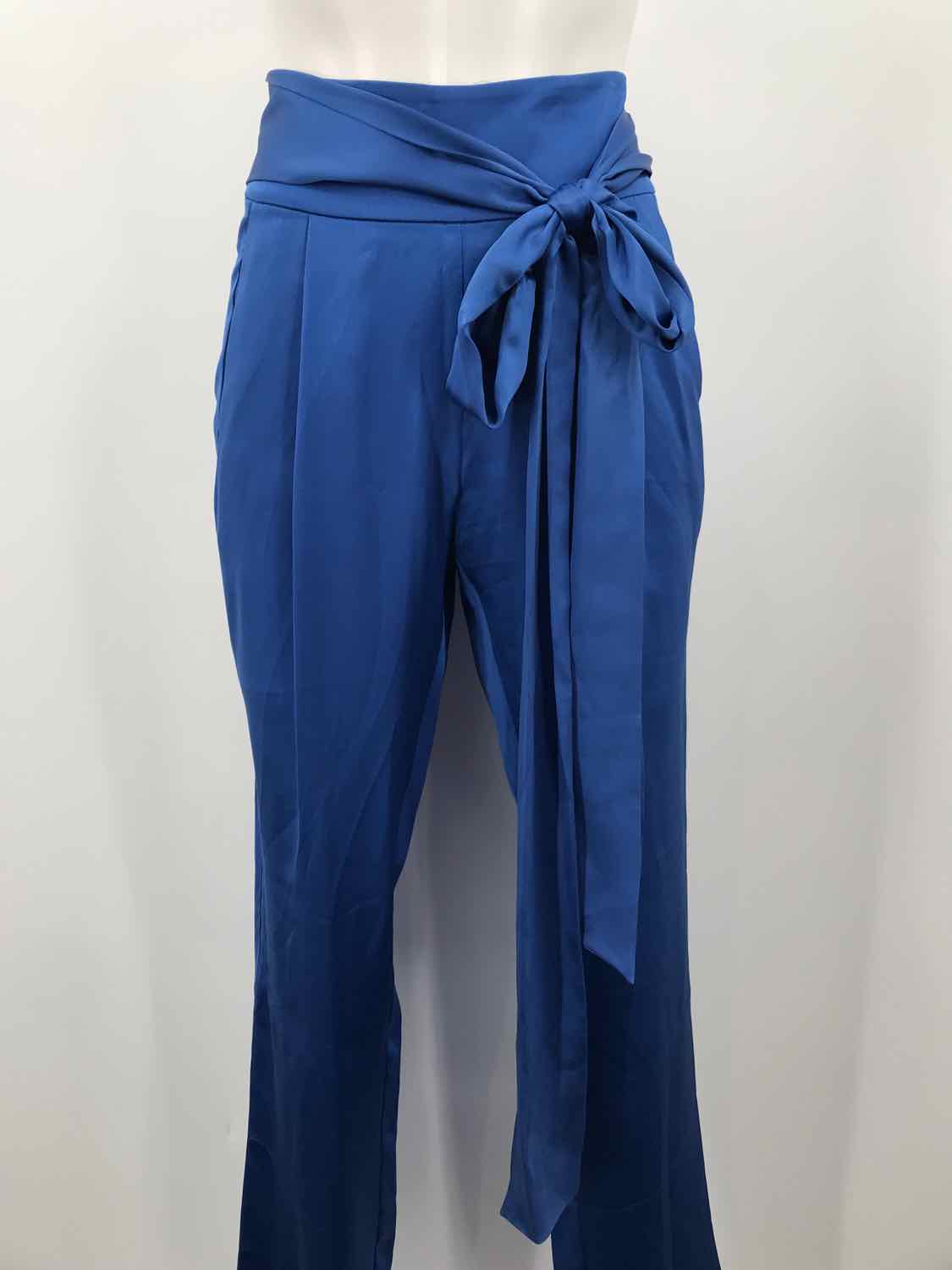 Michelle Mason Blue Size 4 Silk Belted Casual Pants