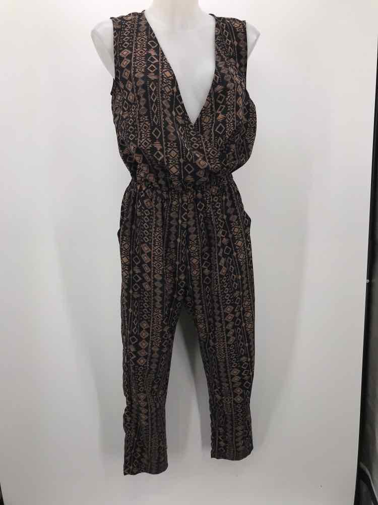 One Clothing Brown Size Small Printed Sleeveless Jumpsuit