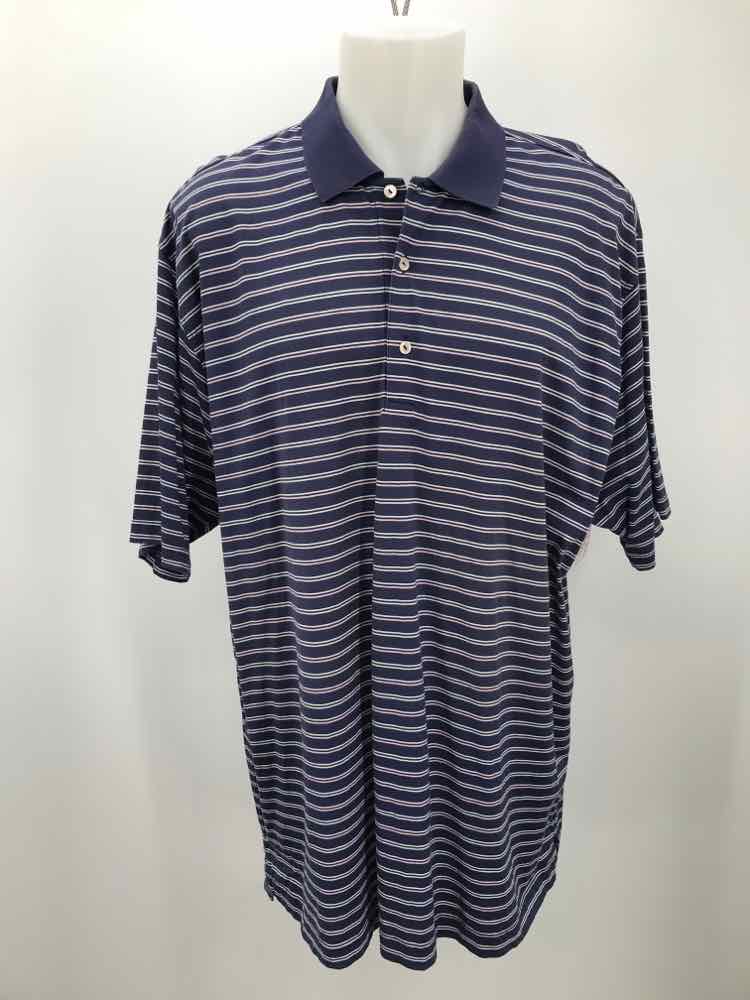 Peter Milar Navy XXL Size Stripe Men's Polo Shirt