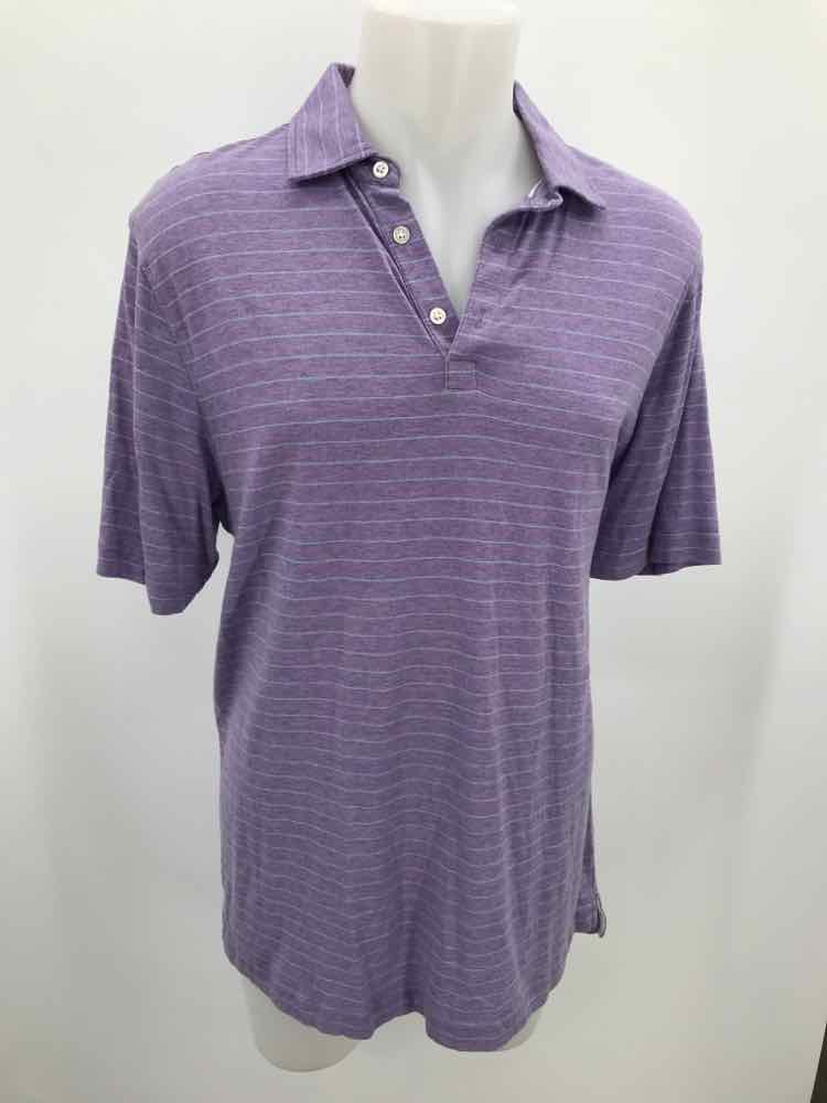 Peter Milar Purple Large Stripe Men's Polo Shirt