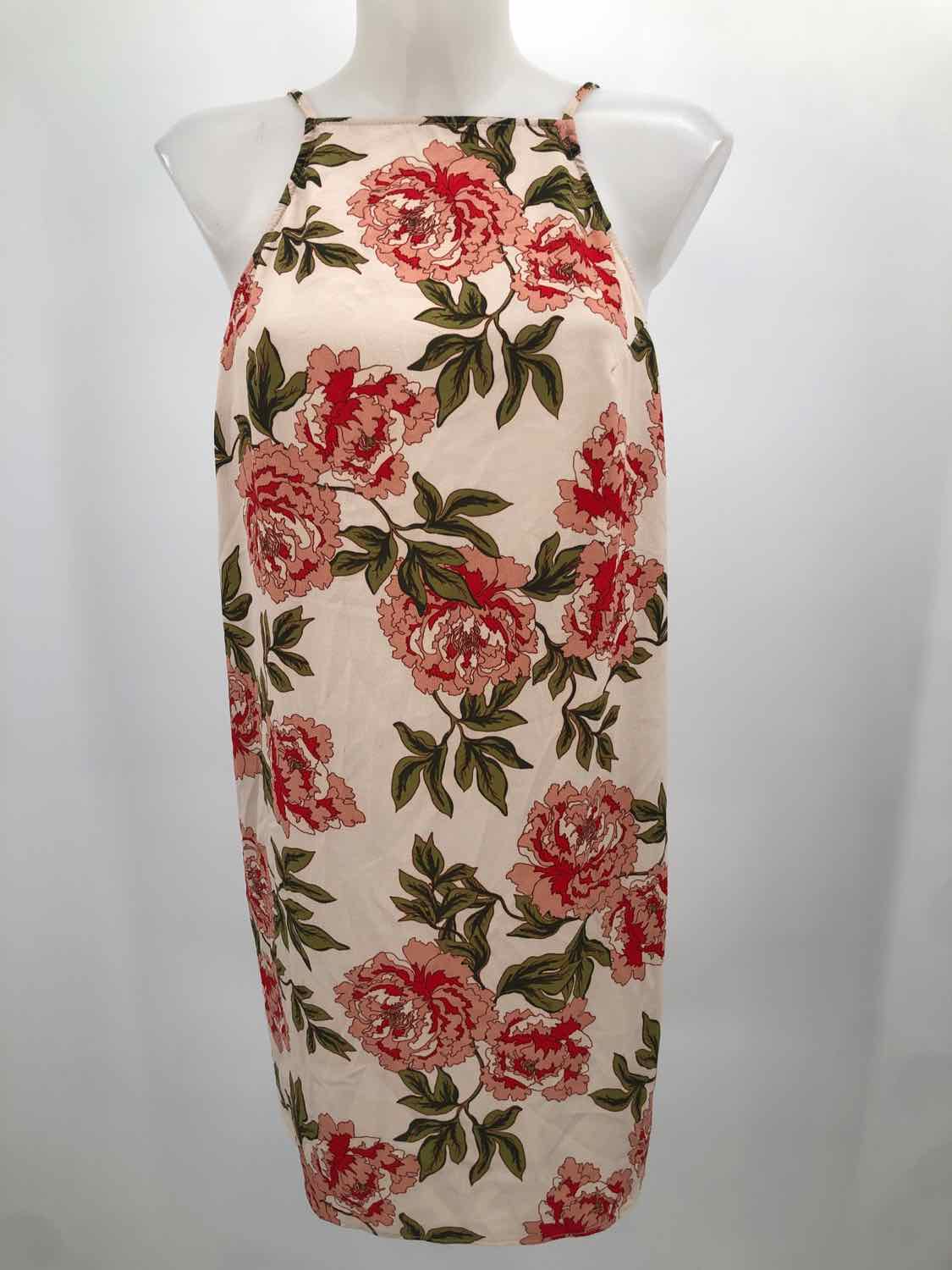 Show Me Your Mumu Tan Size Large Floral Open Back Short Sleeveless Dress