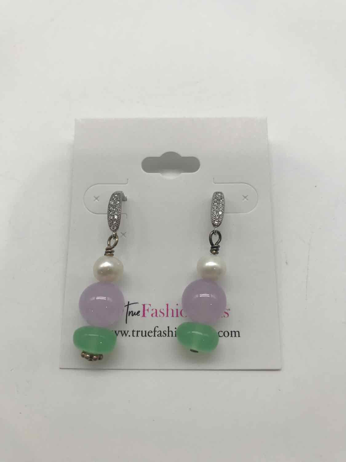 Silver Chalcedony Beaded Earrings