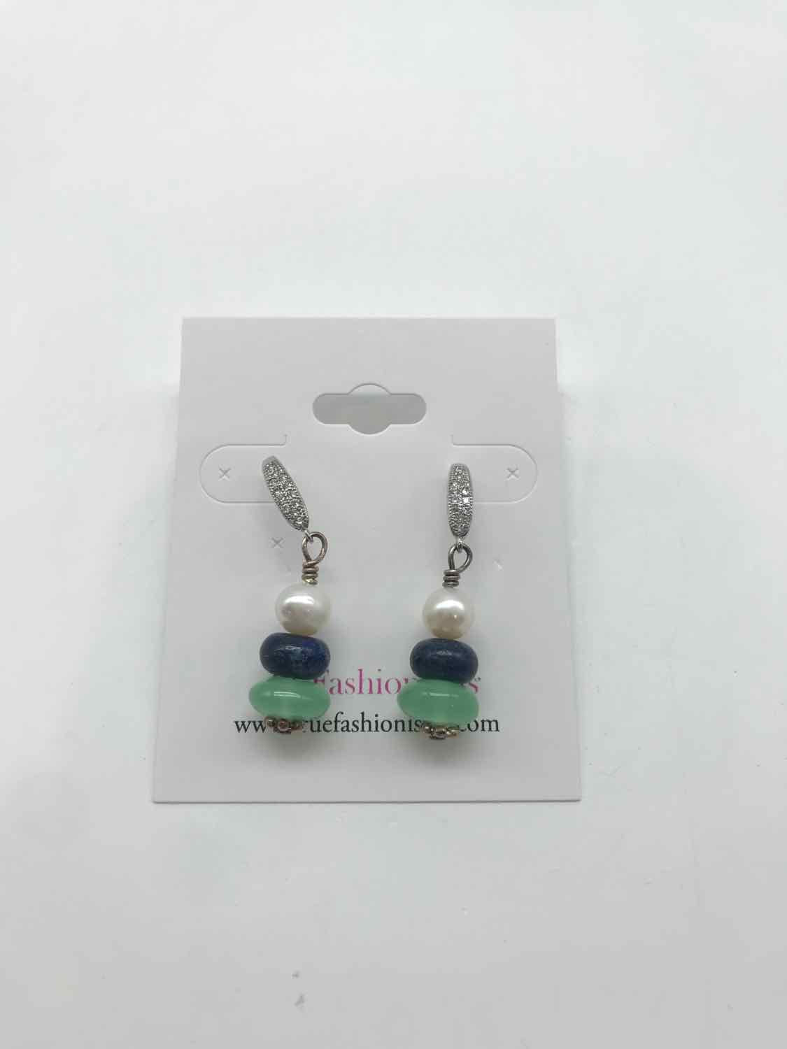 Silver Chalcedony Beaded Earrings