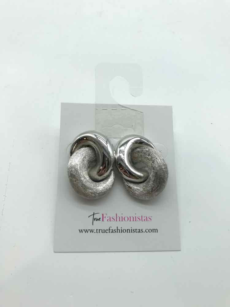 Silver Christian Dior Twist Drop Earrings