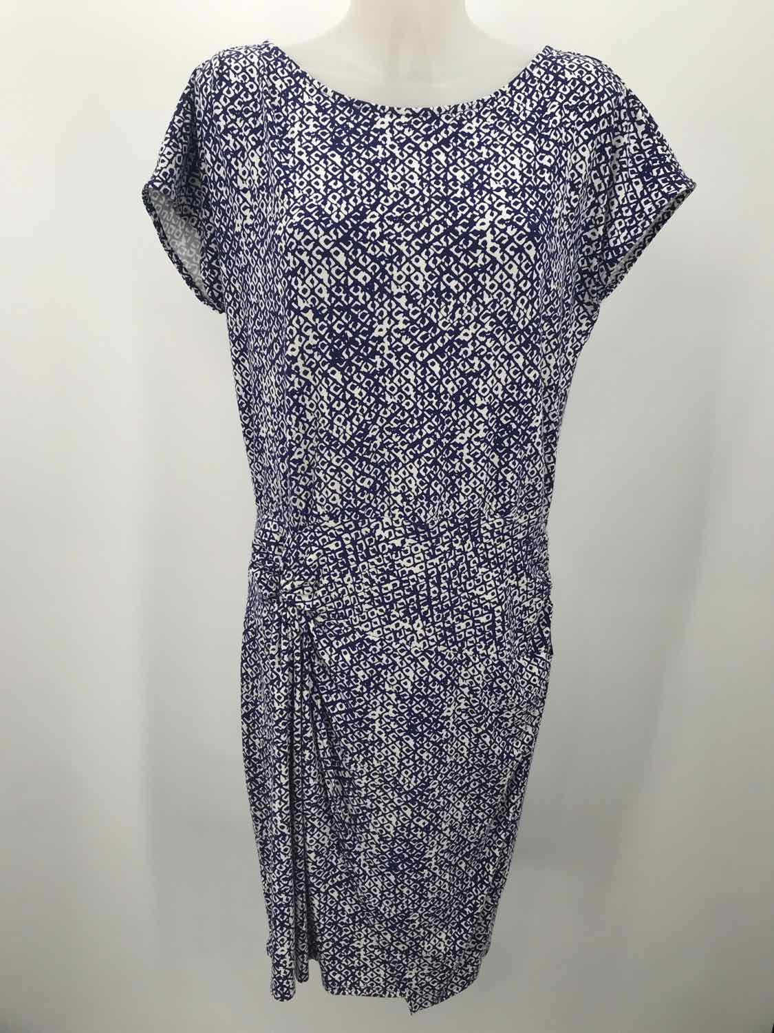 Ann Taylor Navy Size Large Pleated Midi Short Sleeve Dress