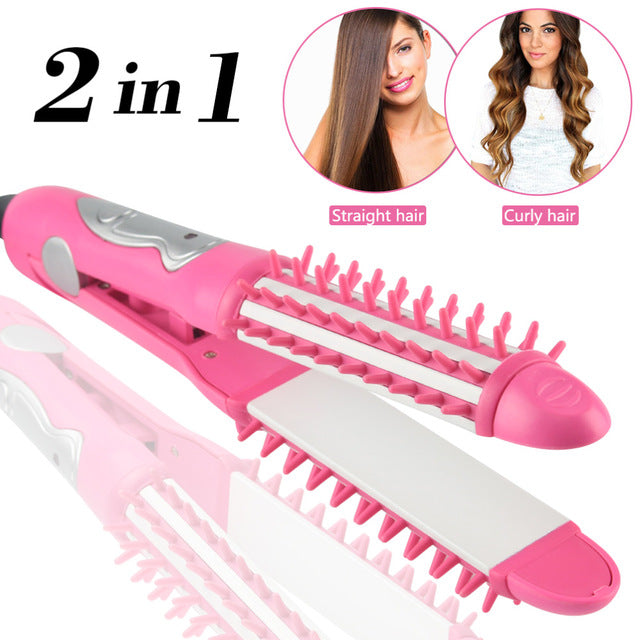 2 in 1 hair straightener and curling mini iron