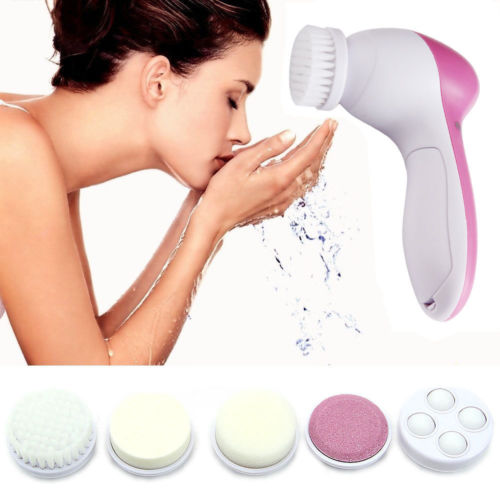 5 in 1 facial smoothing cleanser scrubbing skin care electric massager Brush