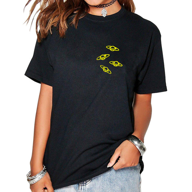 Alien invasion printed retro tshirt