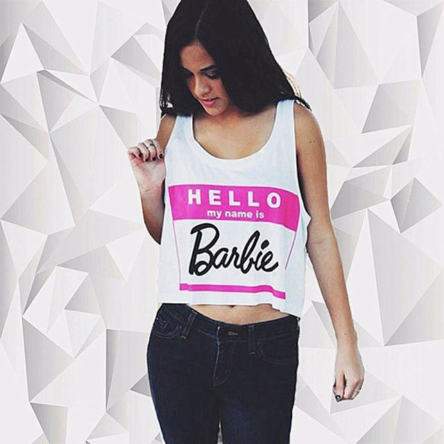 Hello my name is Barbie loose fit tank crop top