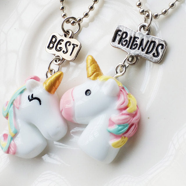 Best friends matching unicorn necklace