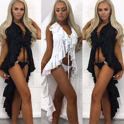 Blazing Ruffle high low bikini coverup dress