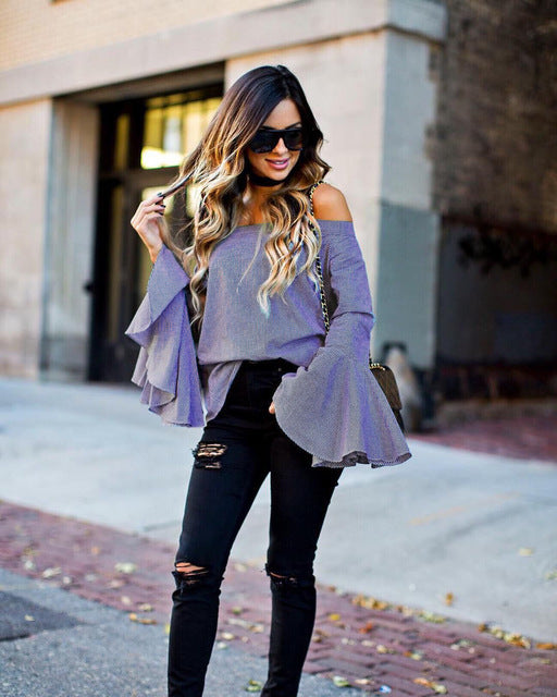 Boho bell sleeve fashion top