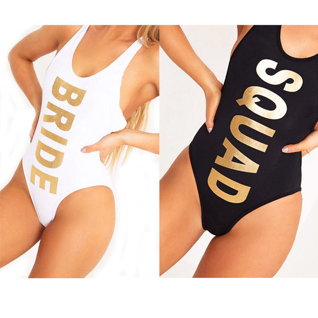 Bride squad one piece monokini swimsuit