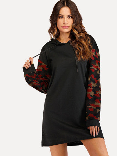 Camo oversize hoodie sweater dress