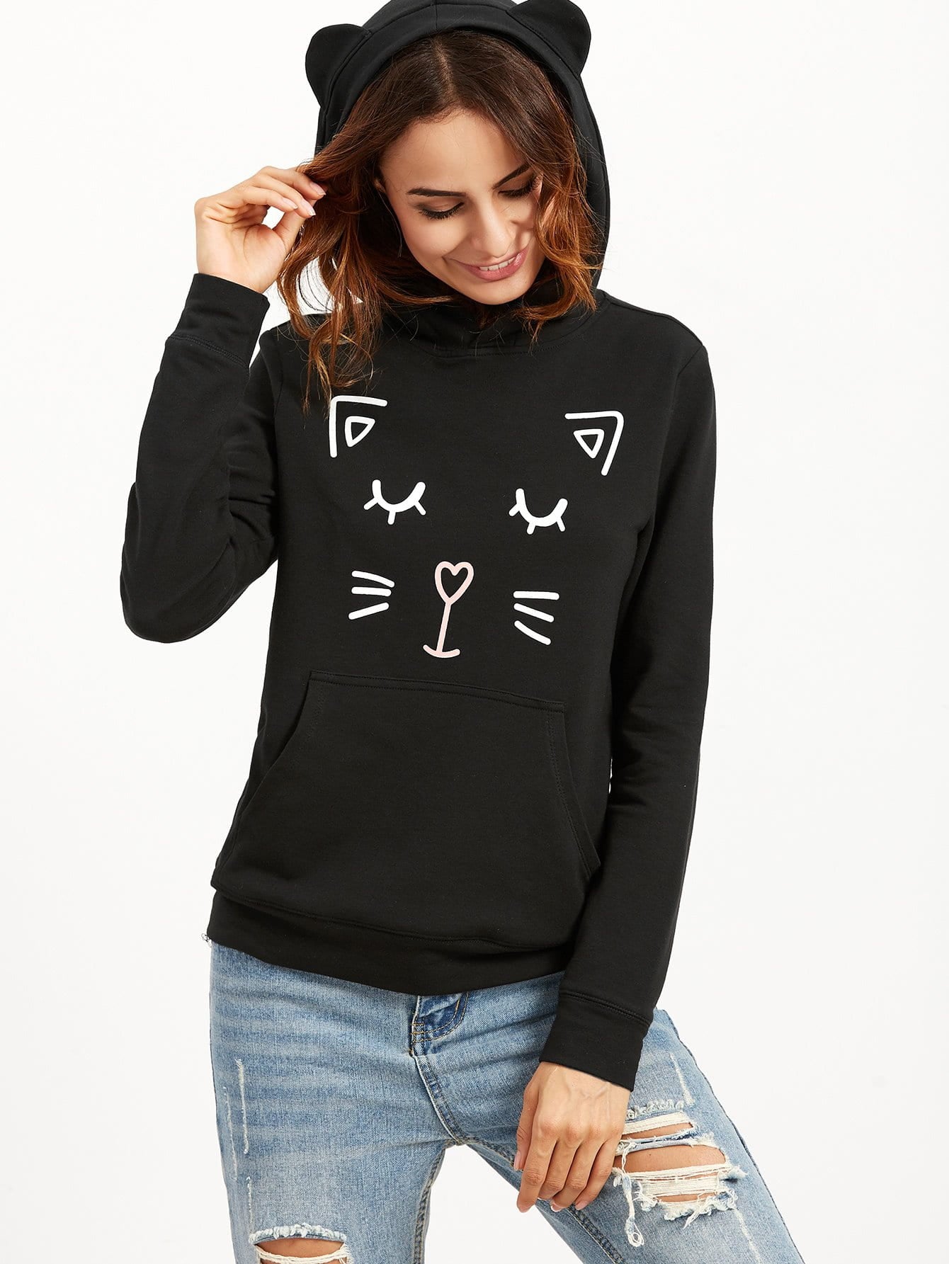 Cat ears hoodie pullover sweater