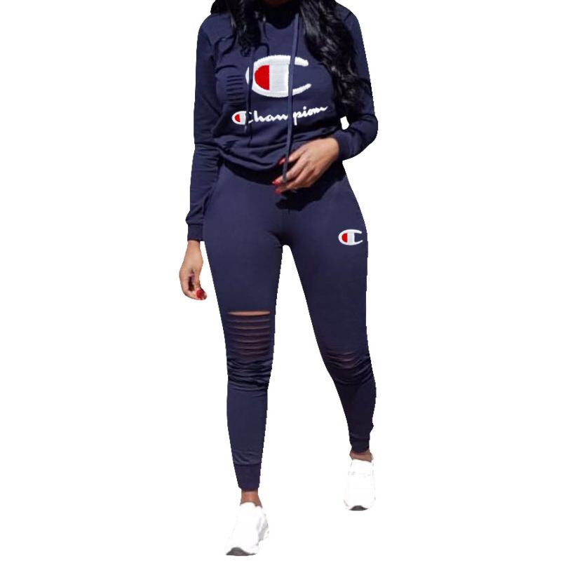 Champion inspired custom cutout hoodie pants sweater joggers set