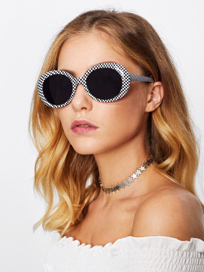 Checkered circle retro sunglasses