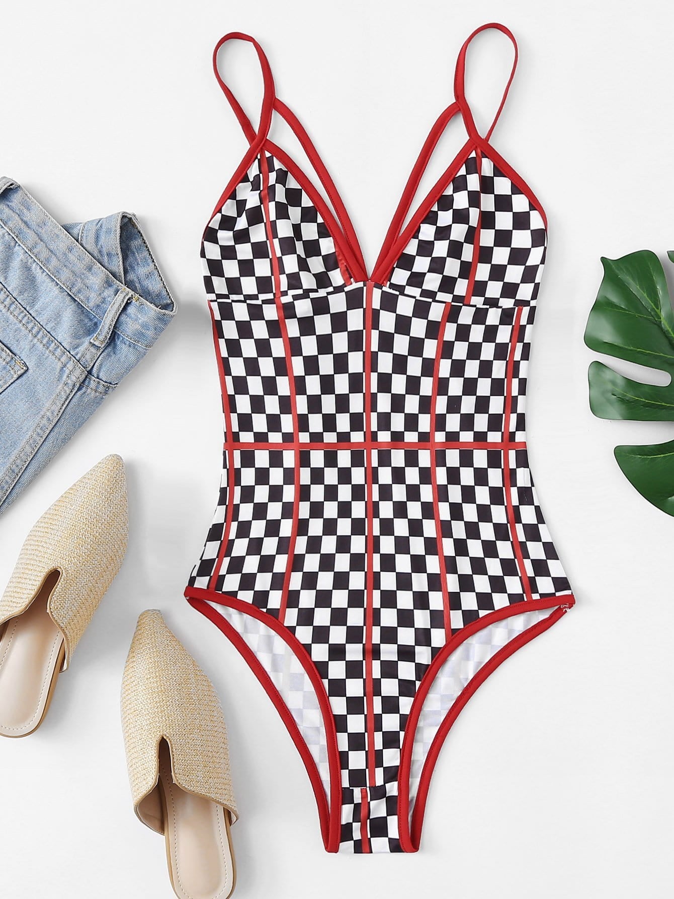 Checkered racing bodysuit