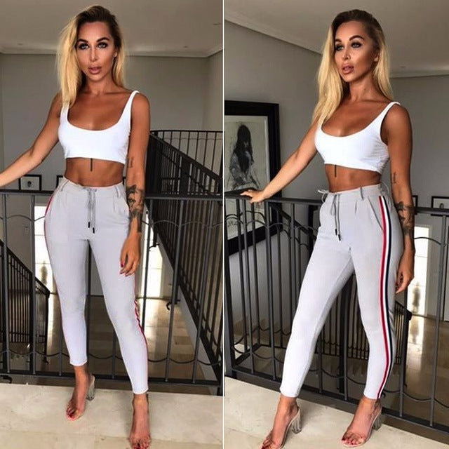 Chic Side Stripe drawstring pants