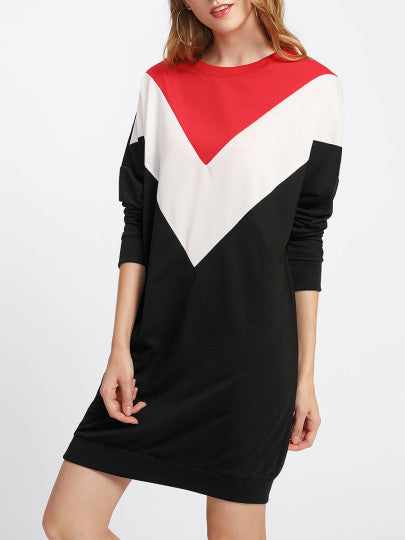 Colorblock sweater fashion dress