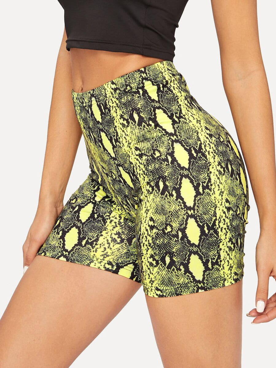 Colorful snake skin print biker shorts