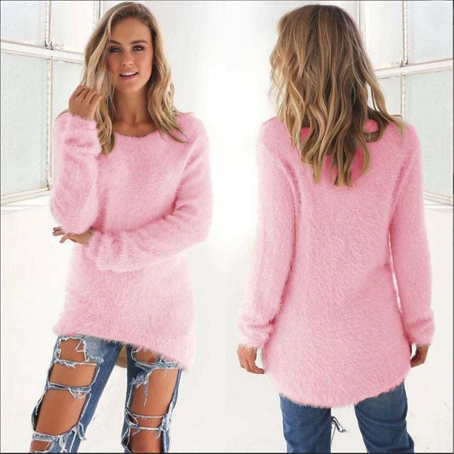 Comfy fuzzy long pullover sweater