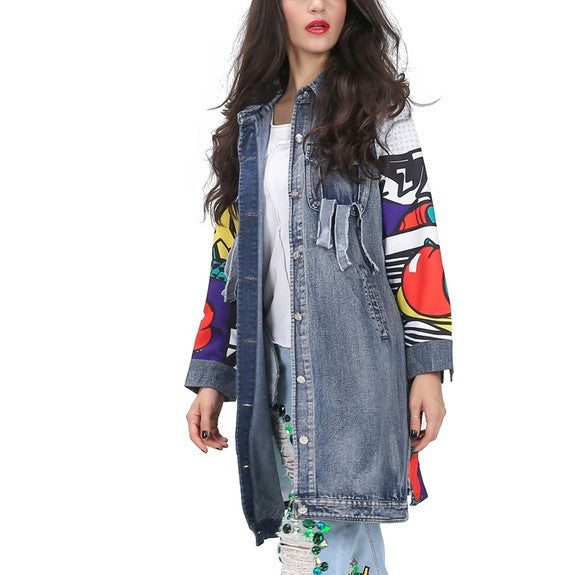 Comic Denim distressed long jacket