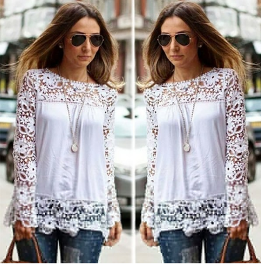 Crochet lace detail chiffon top