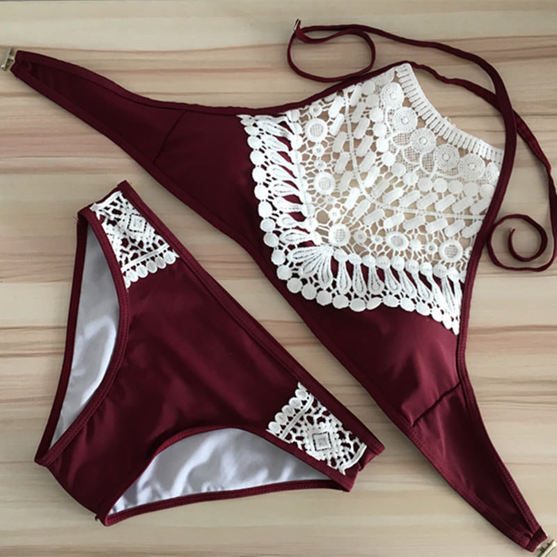 Crochet lace style 2 piece bikini swimsuit