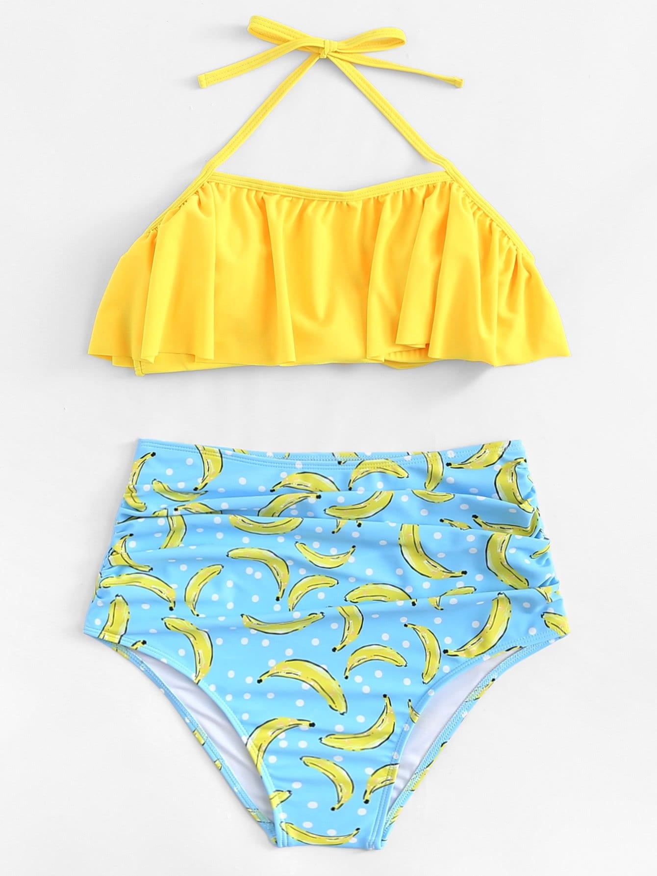 Cute high waist banana 2 piece swimsuit